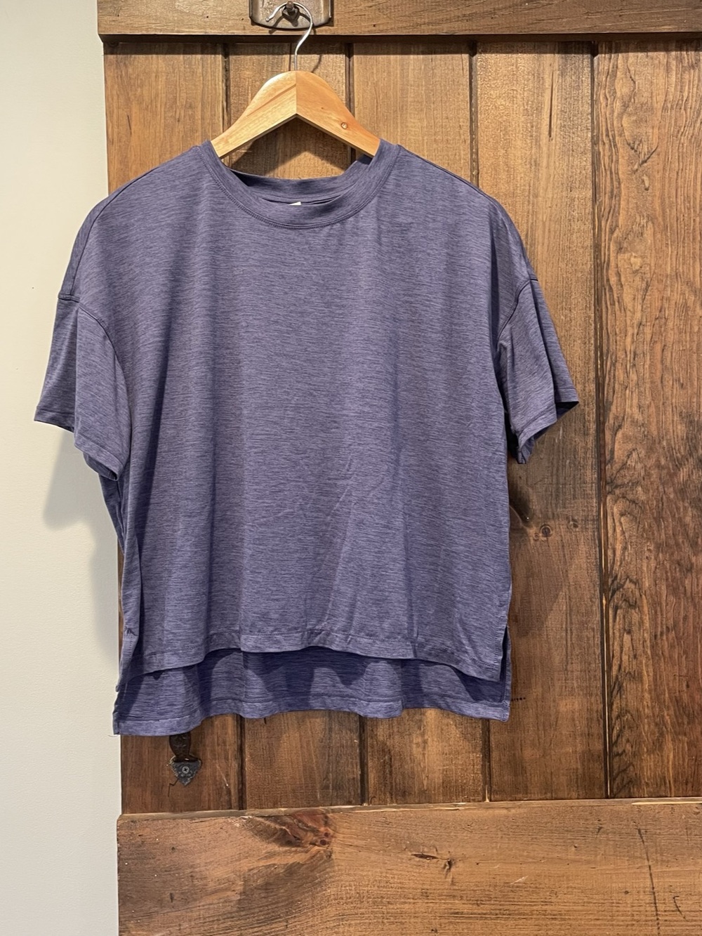 90 Degree by Reflex Delux Step Hem Short Sleeve Workout Top Blue Medium
